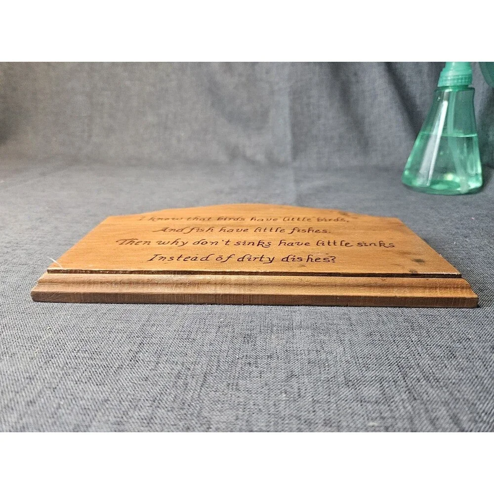 Vtg Wooden Kitchen Plaque Sinks Dirty Dishes Farmhouse Wall Hanging Cottagecore